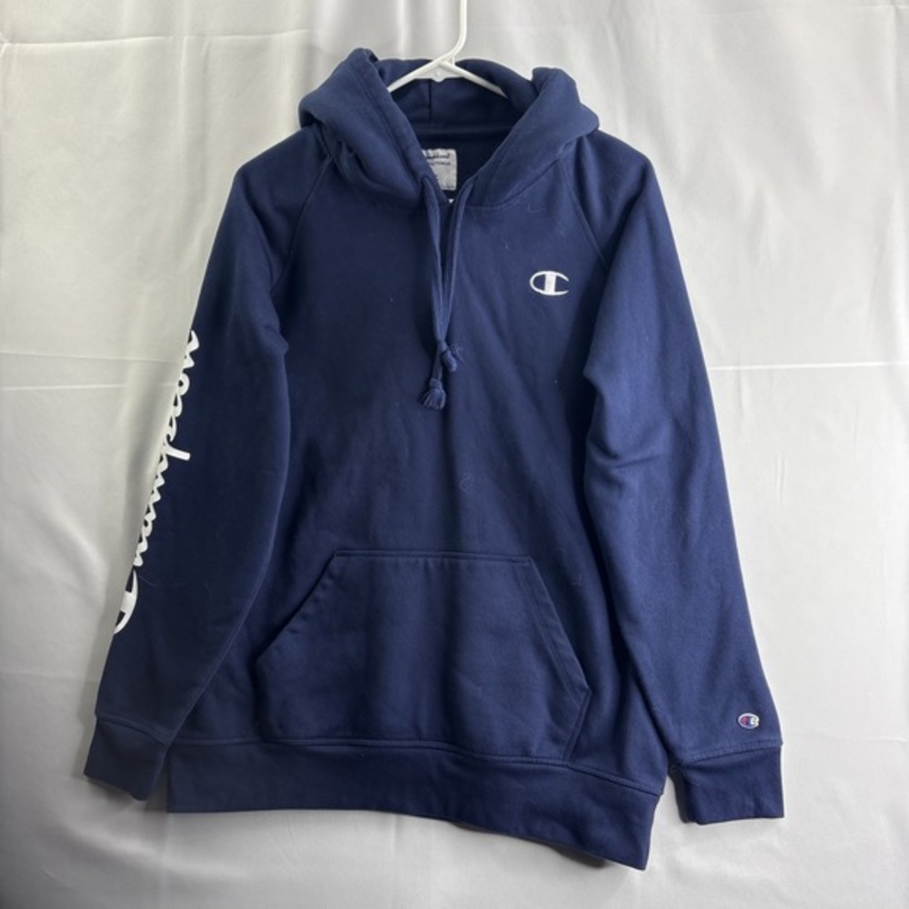 Champion‎ Authentic Athletic Wear Hoodie Men's Medium Blue Graphic Long Sleeve
